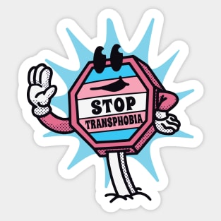 Retro Cartoon Sign Stop Transphobia // Trans Rights Are Human Rights Sticker